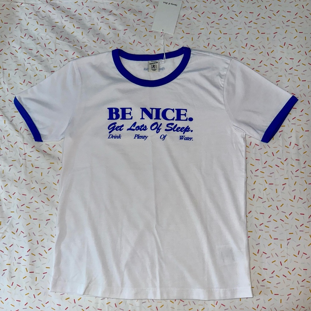 Sporty & Rich White Tee with Blue Accents